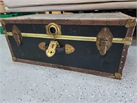 Vintage Black & Gold Travel Trunk/Chest 13 in