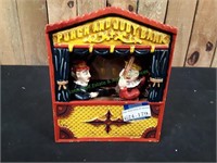 Cast Iron Punch and Judy Mechanical Coin Bank