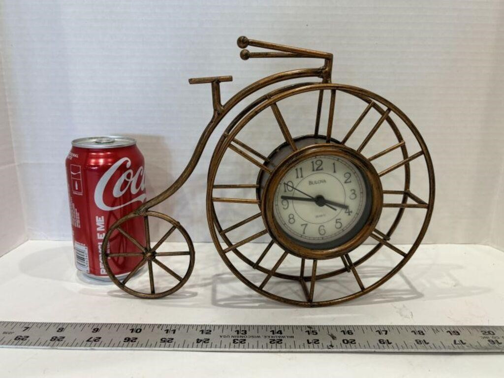 Bulova Quartz Mantle Clock Big Wheel Bike