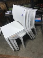 Set of 4 white polypropylene stack chairs new