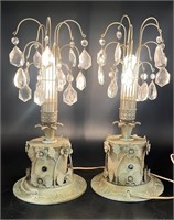 2 Antique Victorian Prism Lamps