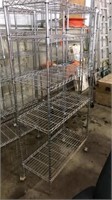 5 TIER 5 FOOT METAL SHELF ON WHEELS, MISSING 1 WHL