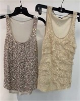 2 Express tank tops Sz S sequins and lace