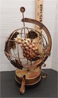 Vintage rotating globe music box. Copper.