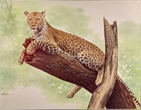 Vintage Lazy Leopard Print On Canvas Leeham