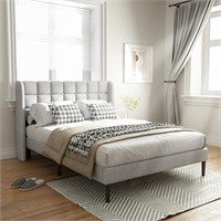 HAOARA Queen Bed Frame  Upholstered  Grey