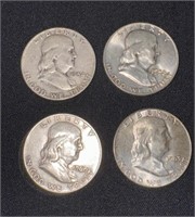 1954, 1958, 1960, 1963 BEN FRANKLIN HALF DOLLARS