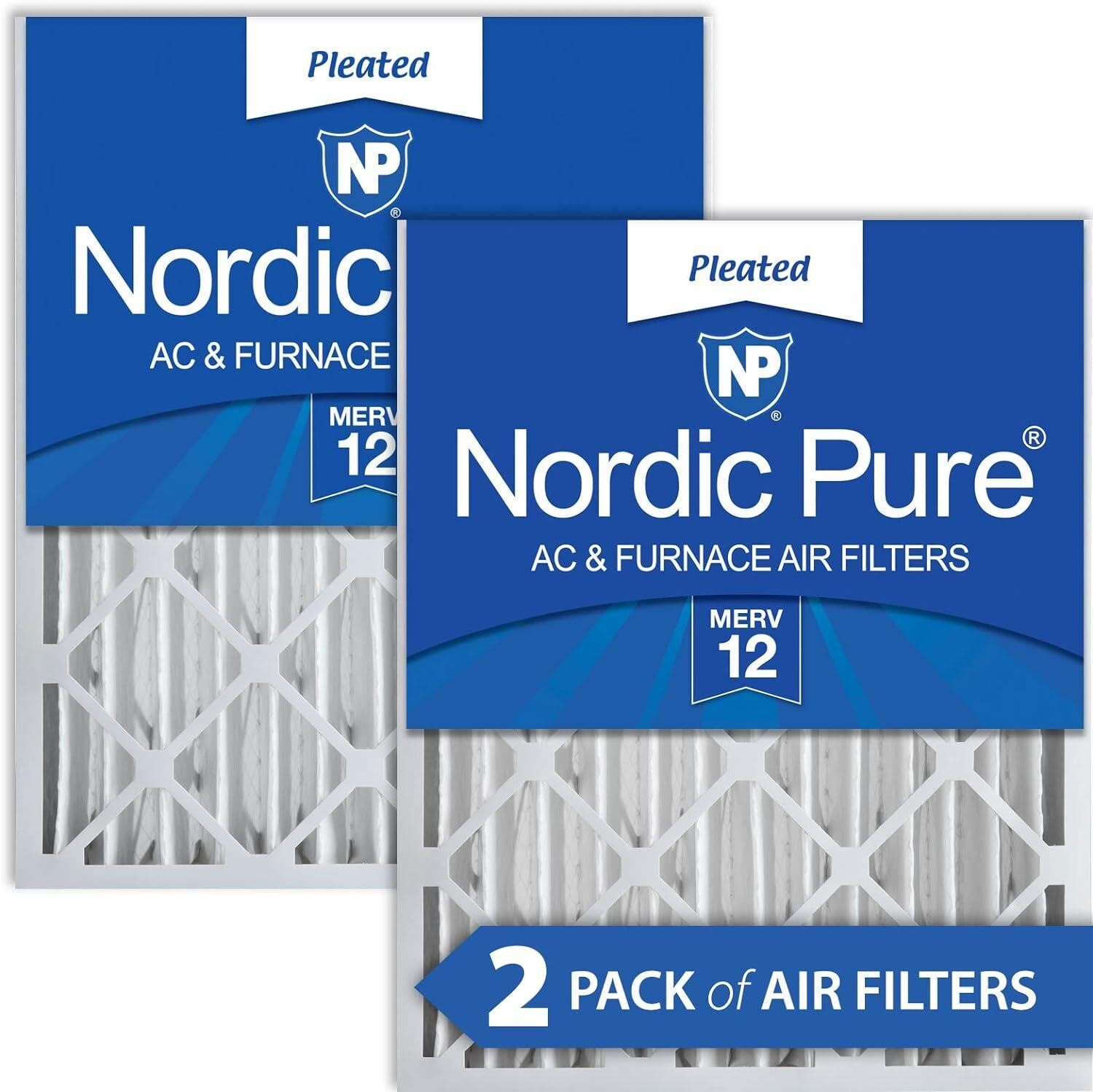 Nordic Pure 16x25x4 MERV 12 Air Filters 2Pk