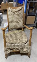 Wooden Straight Back Rocking Chair With Paisley