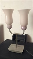 Table Lamp Light Pink Glass Shades 18"