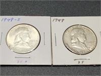 Two 1949 Franklin Half Dollars