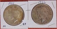 1925, 1926 Peace dollars