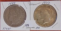 1889 Morgan, 1922 Peace Dollars