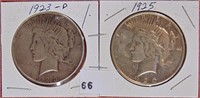 1923-D, 1925-S Peace Dollars