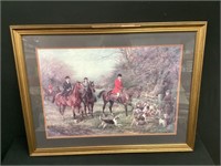 Hunting Scene Print in Gold Gilt Frame