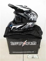 1Storm Black & White Racing Helmet in Box Size