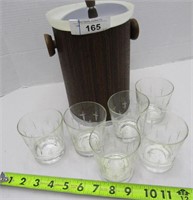 6 Vintage Cocktail Glasses & Ice Bucket