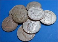 (10) Franklin Half Dollars - 90% Silver