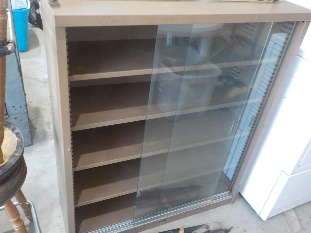 Metal cabinet w/ sliding doors