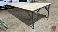 4' x 11' Shop Table Steel Frame, Wood Top on