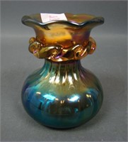 Robert Hansen Art Glass Vase W/Applied Rigeree