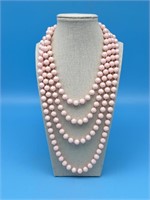 Opera Length Pink Multi Faceted Necklace