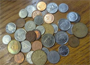 Random lot of Canadian coins. ($6.55 face value)