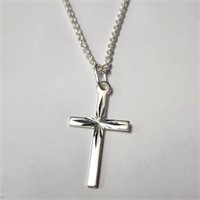 Silver 20" Cross Necklace