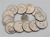 12 - Bicentennial Kennedy Half Dollars +