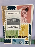 Baltimore Colts vs Bears Oct 5 1957 program