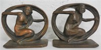 Pair of Cast Iron Bookends Nudes