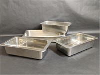 Four Stainless Steel Cafeteria Style Pans