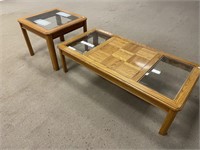 Glass inset coffee table and end table