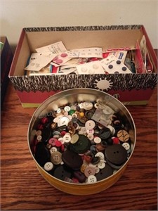 Tin and Box of Buttons