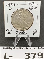 Silver Walking Liberty Half Dollar 1939-D