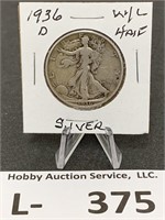 Silver Walking Liberty Half Dollar 1936-D