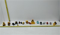 lot of 16 trucks and cars and bulldozer