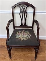 English Chippendale Style Needlepoint arm chair