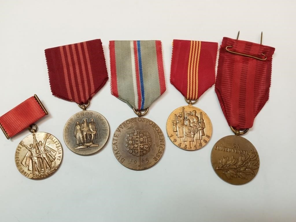 OF)  (5) Czechoslovakia medals