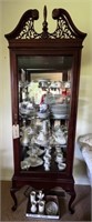 Dark Stained Solid Wood Ornate Glass Cabinet