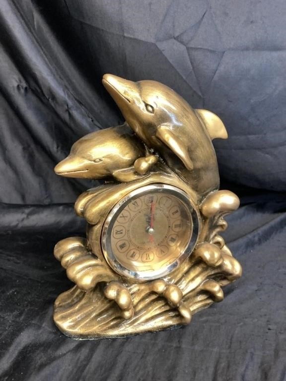 DECORATIVE DOLPHIN CLOCK / TABLE TOP / PREOWNED
