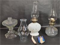 Assortment of Glass Oil Lamps