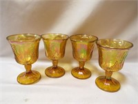 (4) Indiana Amber Marigold Carnival Glass Harvest