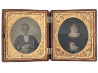 Double Tintype Portraits Man & Woman Union Case
