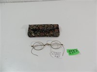 Antique Wire Rim Glasses w/ Case