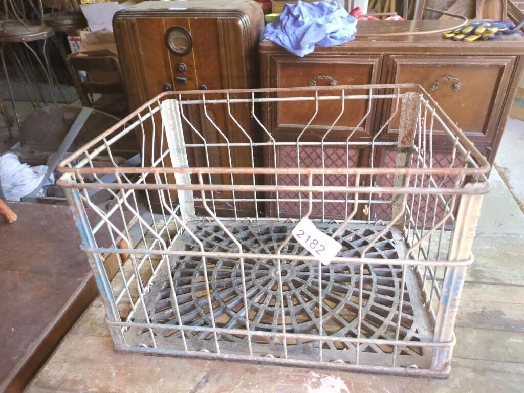 Vintage Metal Dairy Crate