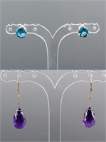 Set of Topaz & Amethysts Earrings CRV $1175