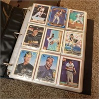 Box full of books w/baseball trading cards along