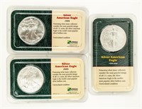 Coin 3 Silver Eagles  Brilliant Unc.1999, 2000, 05