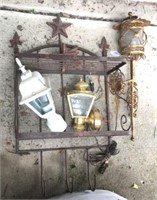 Metal Wall Shelf & Ornate Lantern